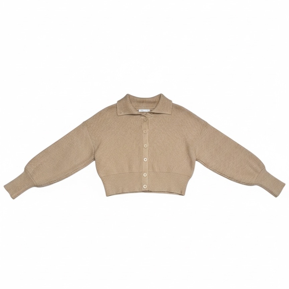 OAK + FORT Ribbed Button-Up Cardigan - Beige - Picture 3 of 6